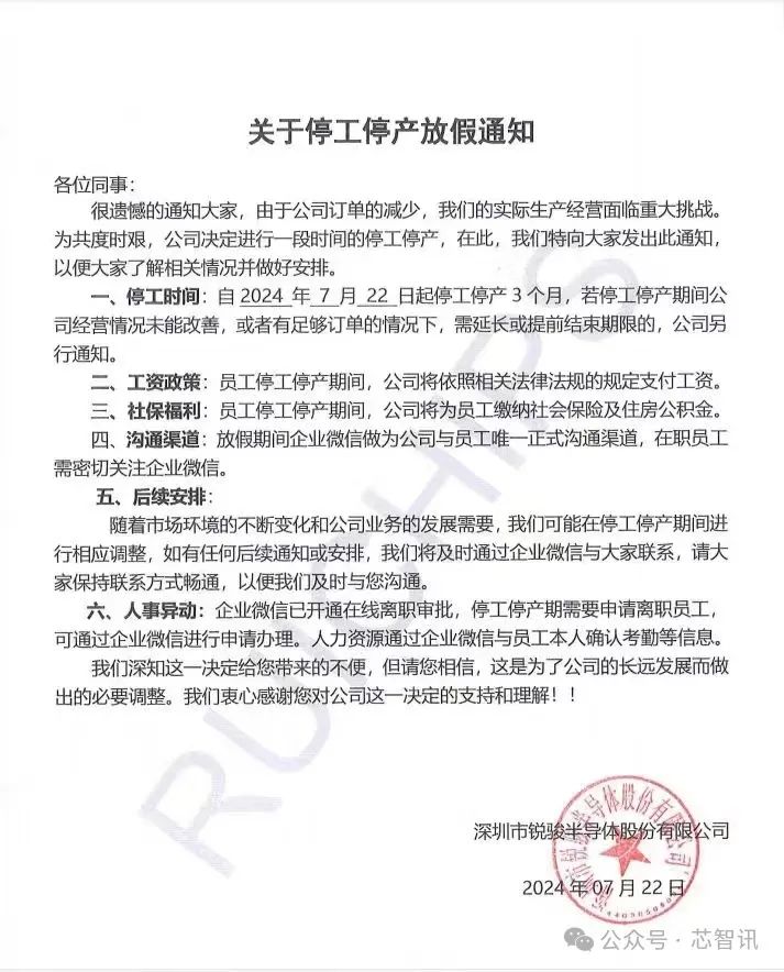 深圳一芯片企业宣布停工停产，曾号称LED驱动芯片出货量国内第一